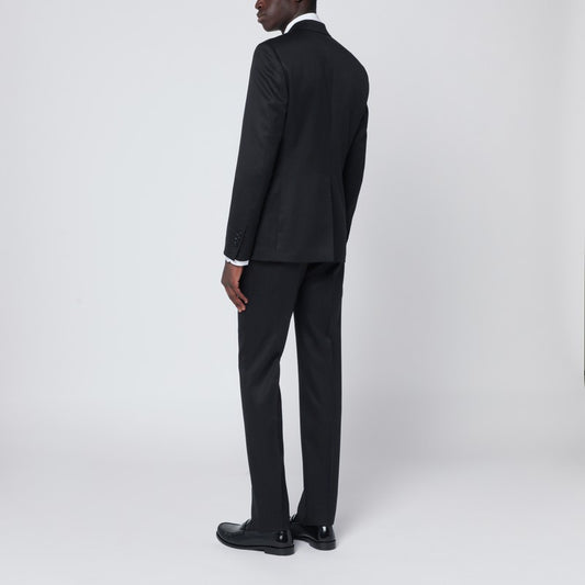Black single-breasted wool suit