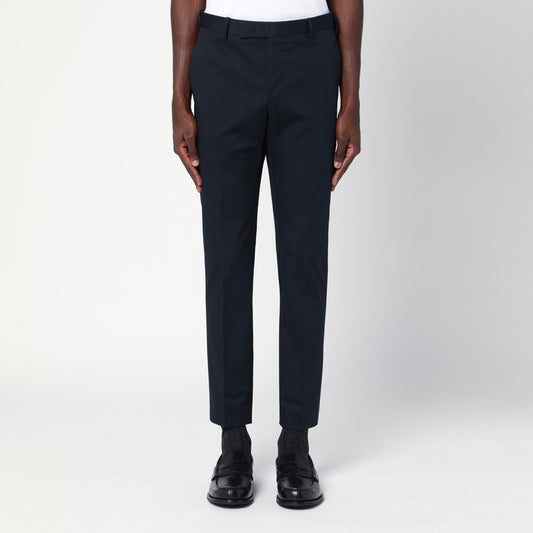Slim-fit Blue Cotton Trousers