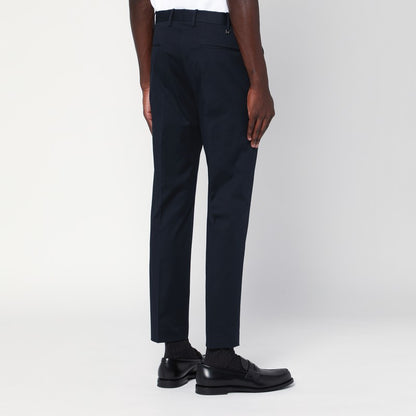 Slim-fit Blue Cotton Trousers