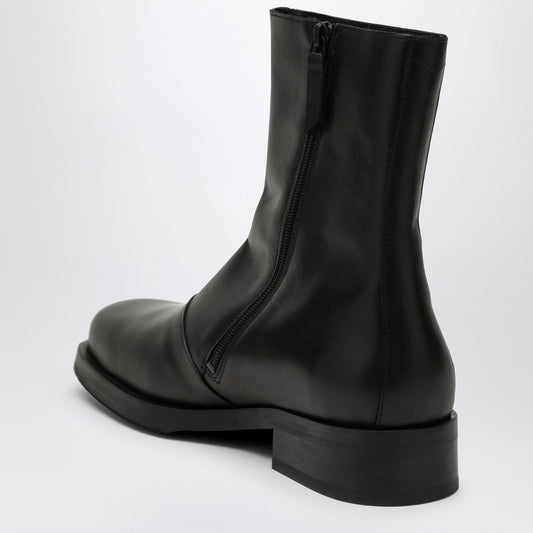 Black leather ankle boot
