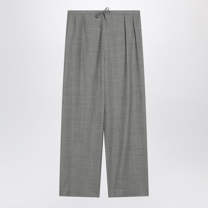 Gray Wide Pants With Drawstring