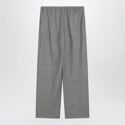 Gray Wide Pants With Drawstring