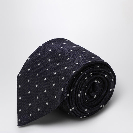 Black/White Polka Dot Silk Tie