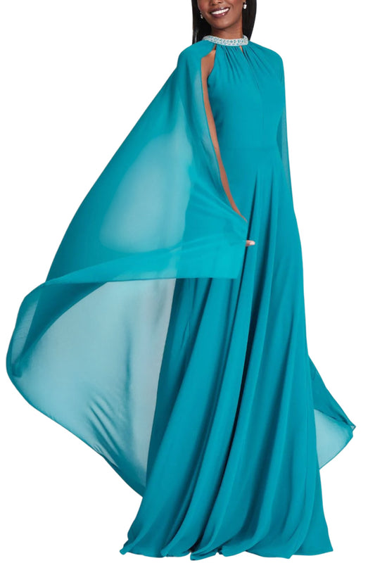 CHIFFON CAPED GOWN