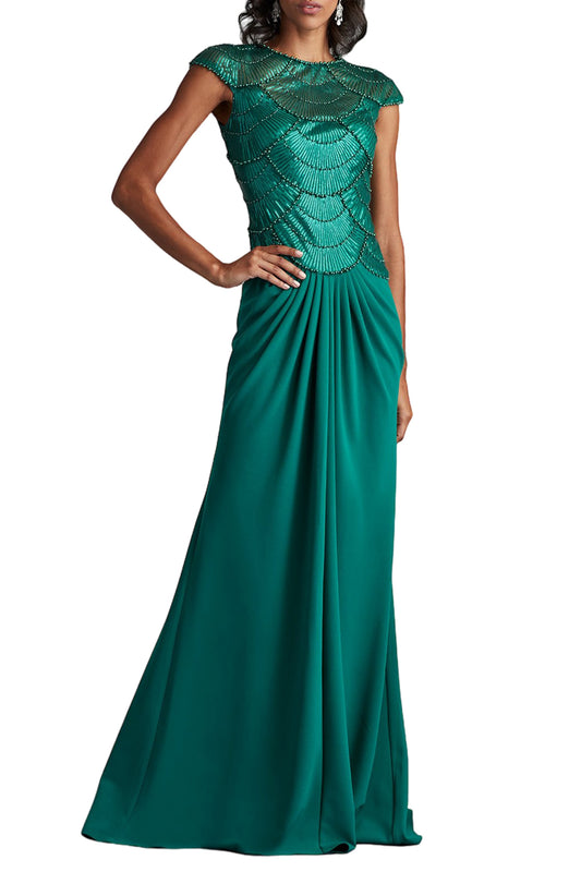 CORALIA BEADED CREPE GOWN