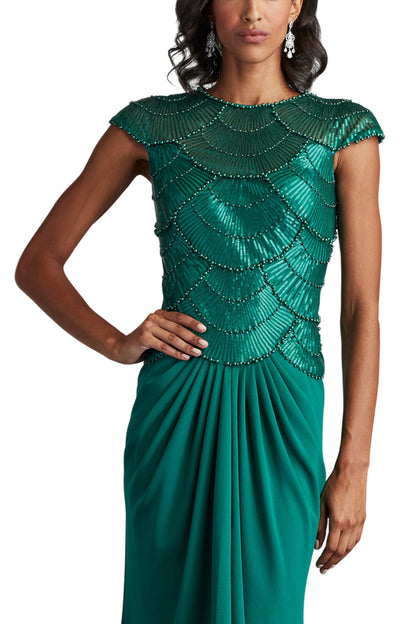 CORALIA BEADED CREPE GOWN