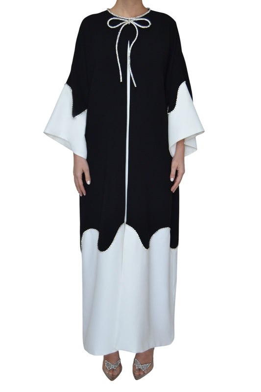 CREPE CAFTAN WITH SWAROWSKI BOW