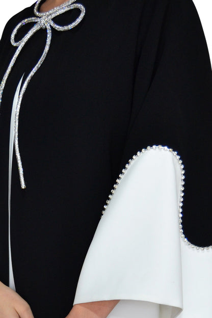 CREPE CAFTAN WITH SWAROWSKI BOW