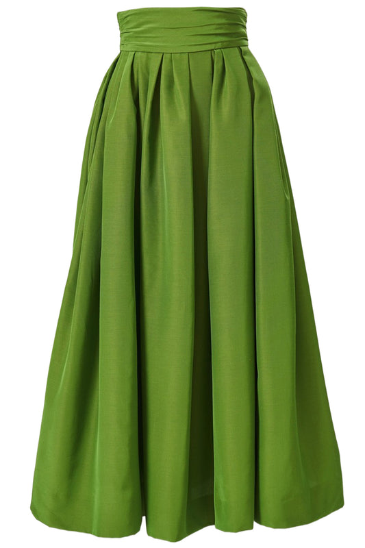 CUMMBERBUND-WAIST MIDI SKIRT