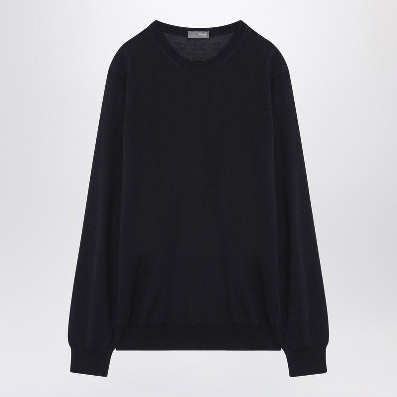 Navy Blue Wool Crew-neck Sweater