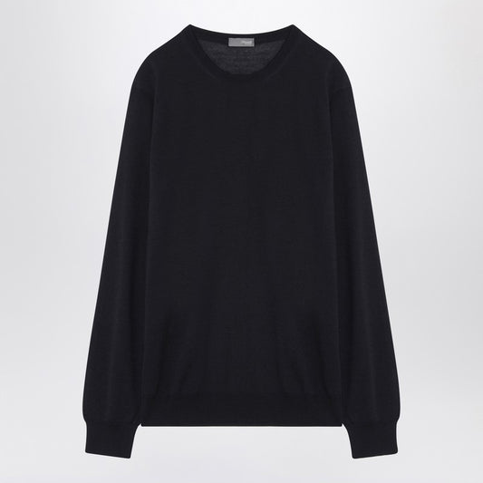 Navy Blue Wool Crew-neck Sweater