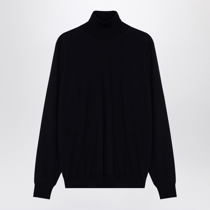 Blue Wool Turtleneck Sweater