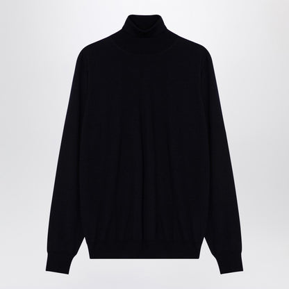 Blue Wool Turtleneck Sweater