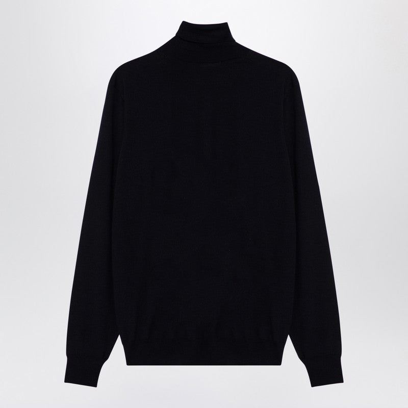 Blue Wool Turtleneck Sweater