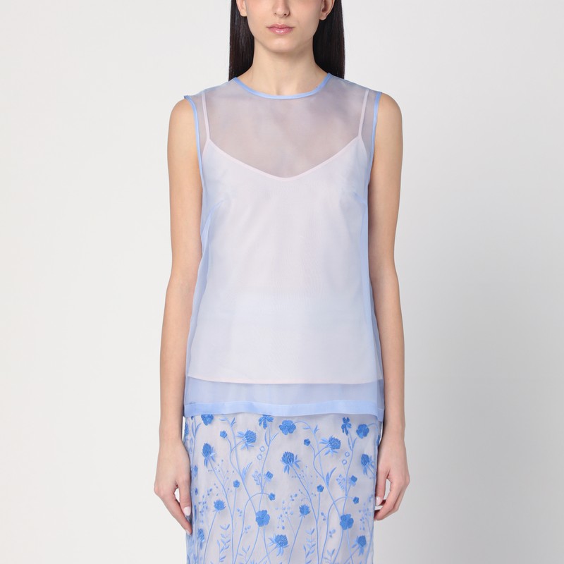 Sky Blue Tank Top In Silk