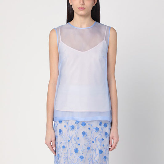 Sky Blue Tank Top In Silk