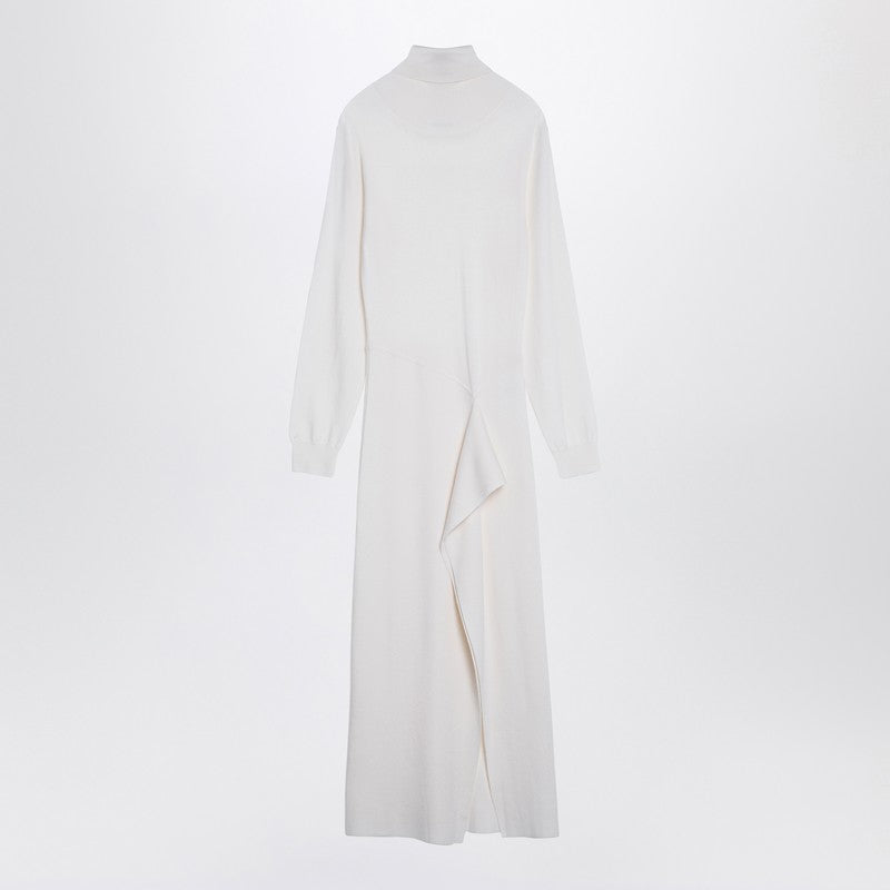 Cream-Coloured Turtleneck Dress In Wool Blend