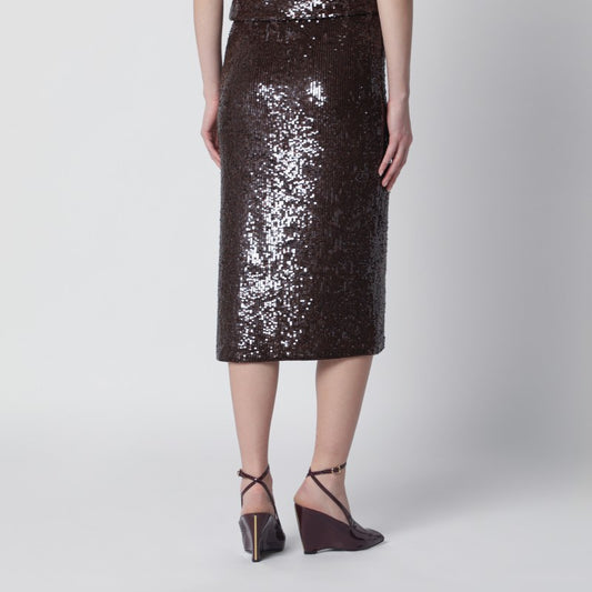 Brown sequin pencil skirt