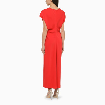 Red crêpe long dress