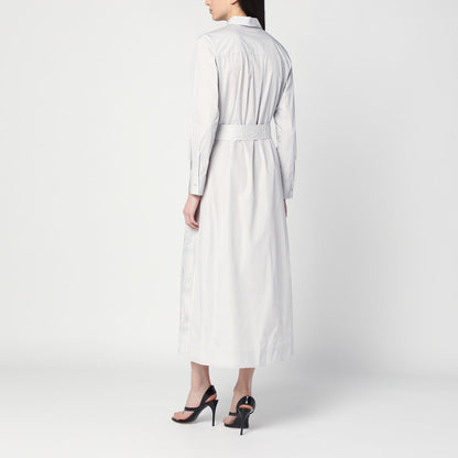Light Grey Shirt Dress With Embroidery