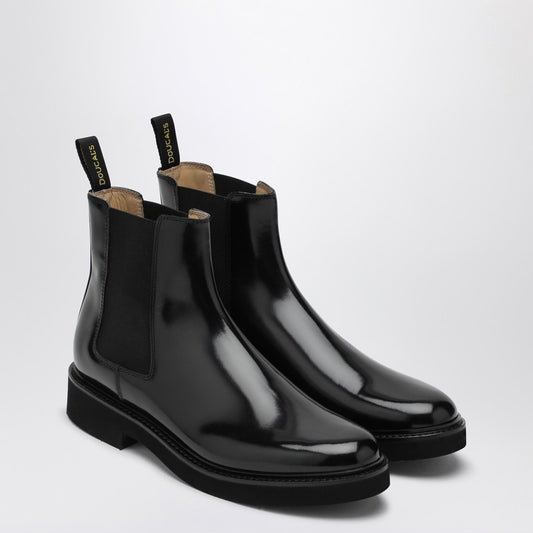 Black Leather Beatles Ankle Boot