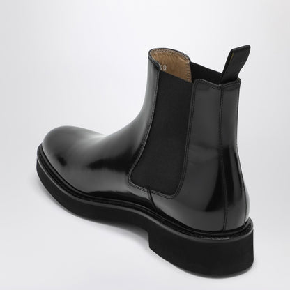 Black Leather Beatles Ankle Boot