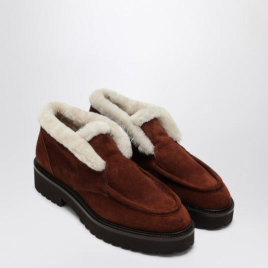 Brown Suede Moccasin With Fur
