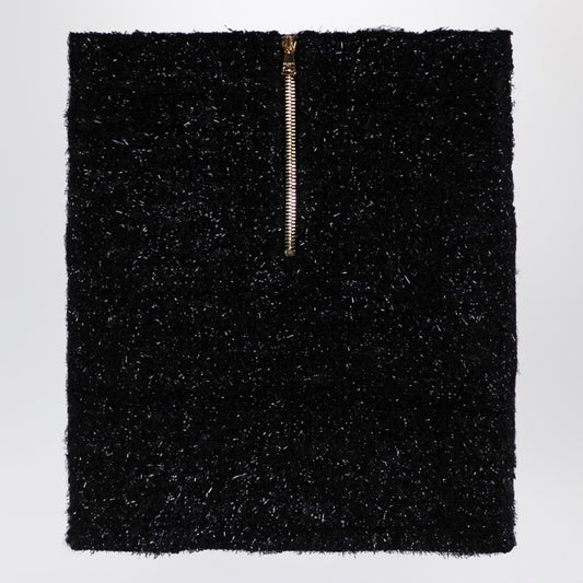 Black Tweed Miniskirt With Buttons