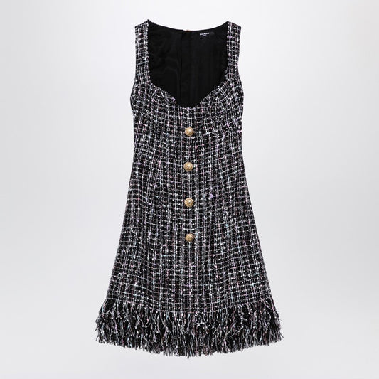 Tweed Mini Dress With Buttons