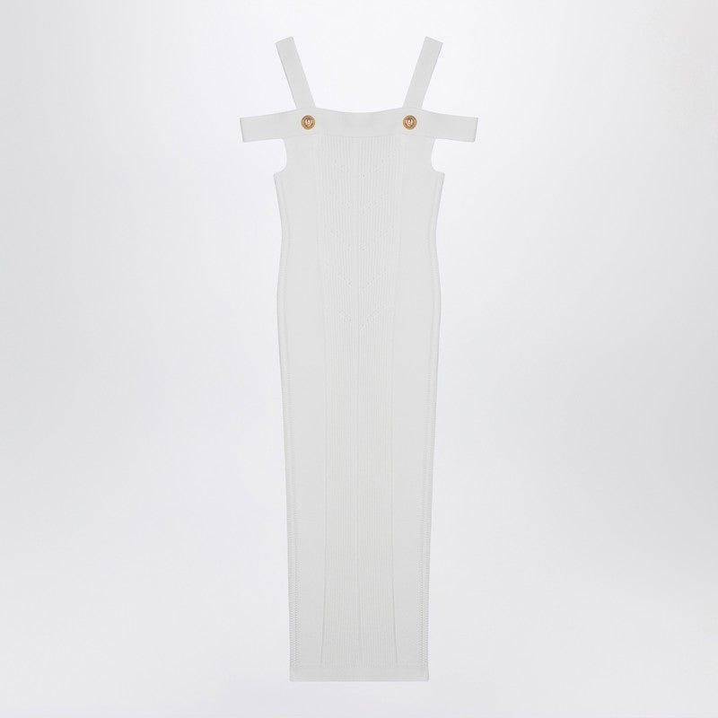 ワンピース BALMAIN WHITE KNIT DRESS WITH DOUBLE STRAPS Shop White Knit Dress With Double Straps ❘ Netdressed
