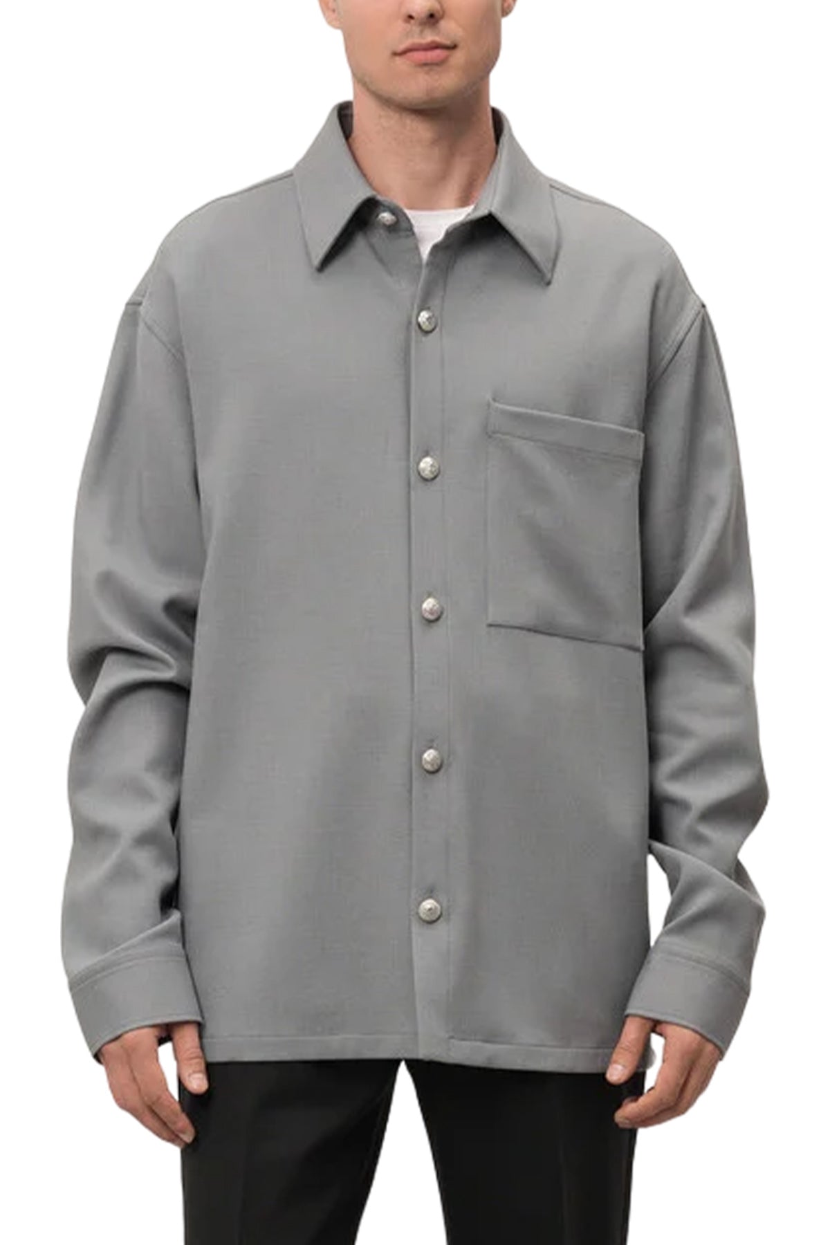 Embossed-Buttons Shirt