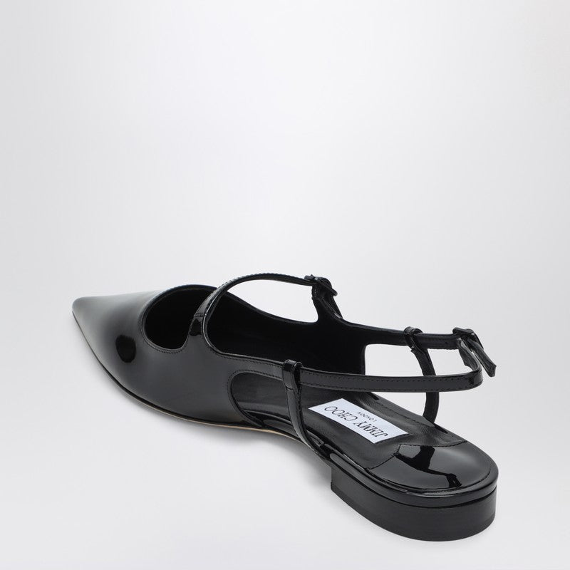 JIMMY CHOO Black Patent Leather Didi Flat Shoes