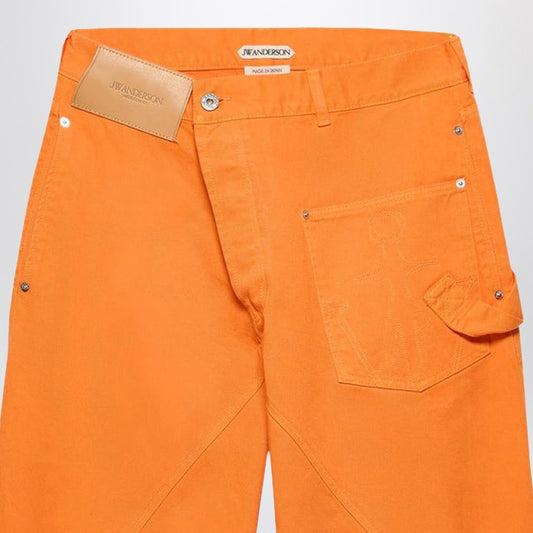 Bright orange twisted-denim jeans
