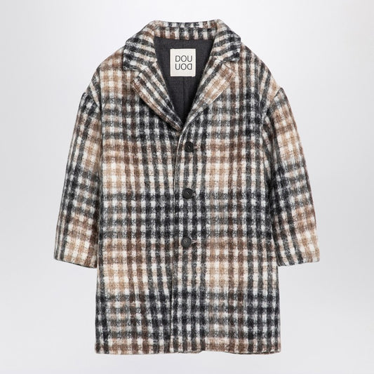 Hazelnut-coloured Checked Coat
