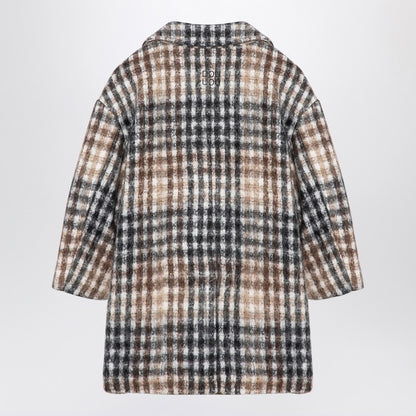 Hazelnut-coloured Checked Coat