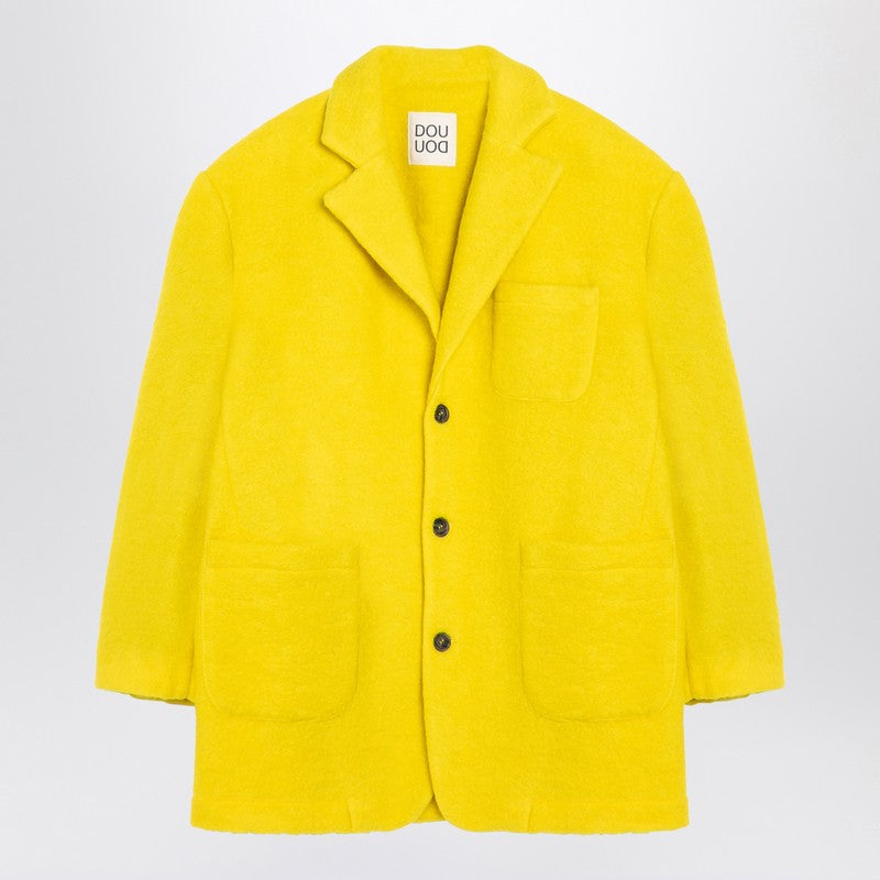 Yellow Single-breasted Coat In Wool Blend