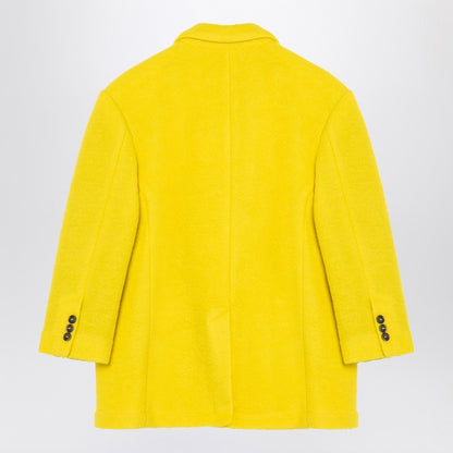 Yellow Single-breasted Coat In Wool Blend