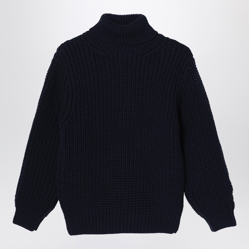 Blue Wool Turtleneck Sweater