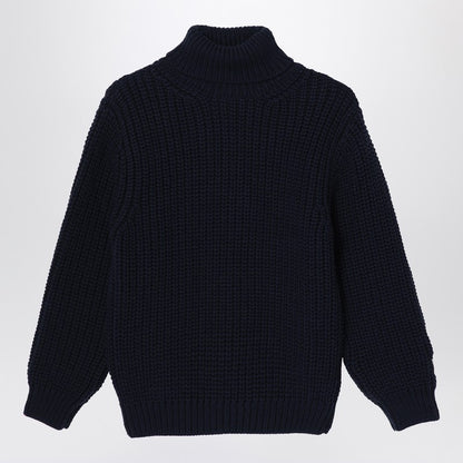 Blue Wool Turtleneck Sweater