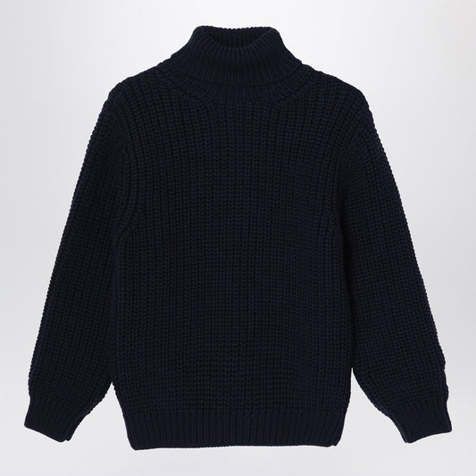 Blue Wool Turtleneck Sweater