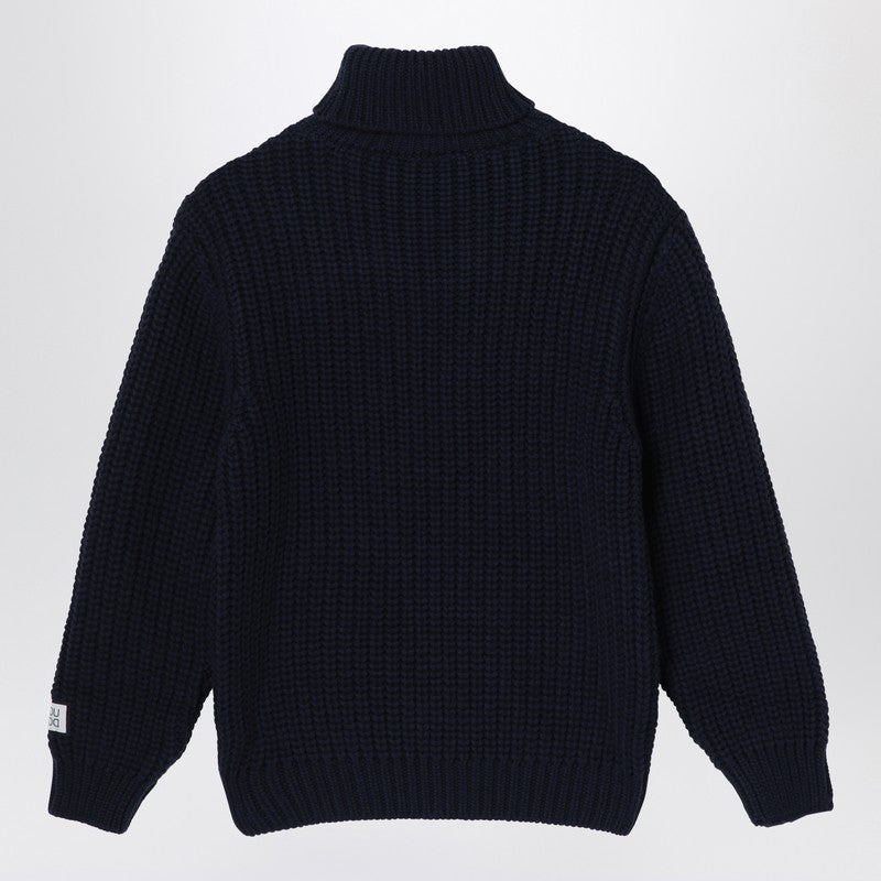Blue Wool Turtleneck Sweater