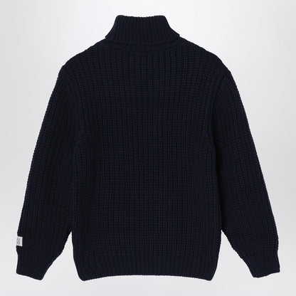Blue Wool Turtleneck Sweater