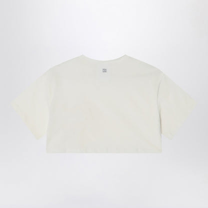 Ivory Cropped T-shirt In Cotton