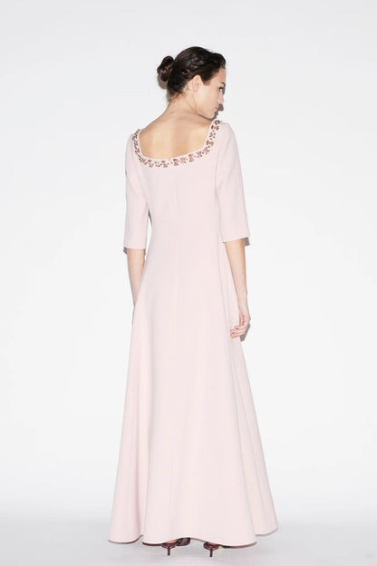 DALIAH GOWN PALE PINK EMBELLISHED CREPE