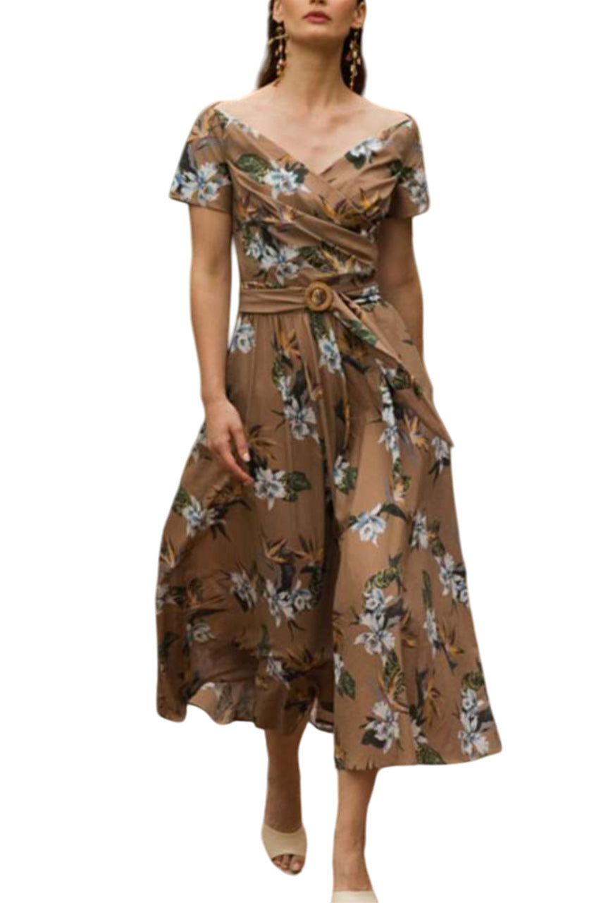 DALILA BELTED COTTON MIDI DRESS
