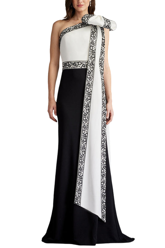 DOMINI TWO-TONE BOW SHOULDER GOWN