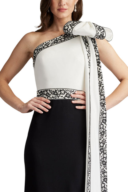 DOMINI TWO-TONE BOW SHOULDER GOWN