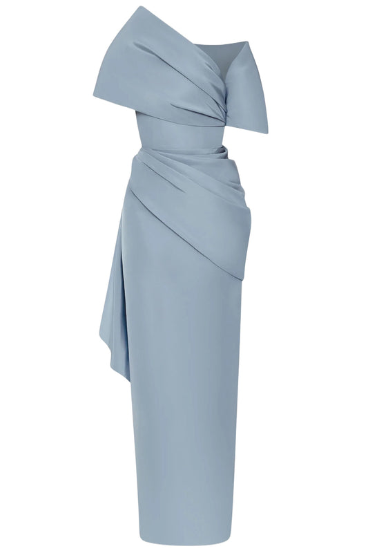 DRAPED DETAIL FAILLE GOWN