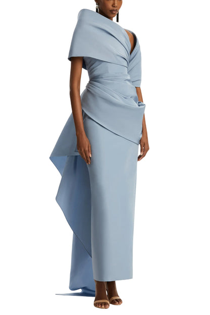 DRAPED DETAIL FAILLE GOWN