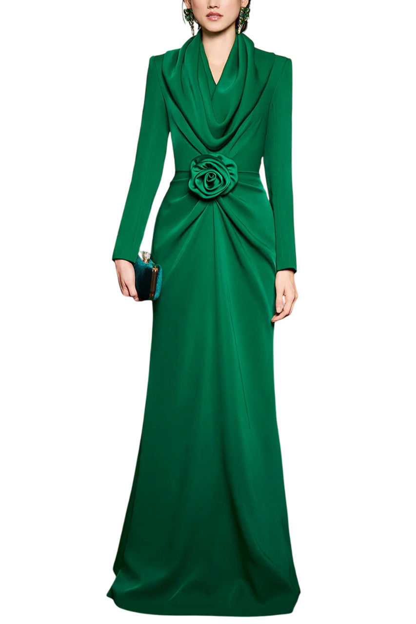 DRAPED GOWN WITH HOODIE